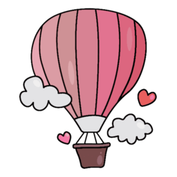 Hot air balloon with clouds