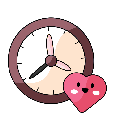 Clock with a pink heart